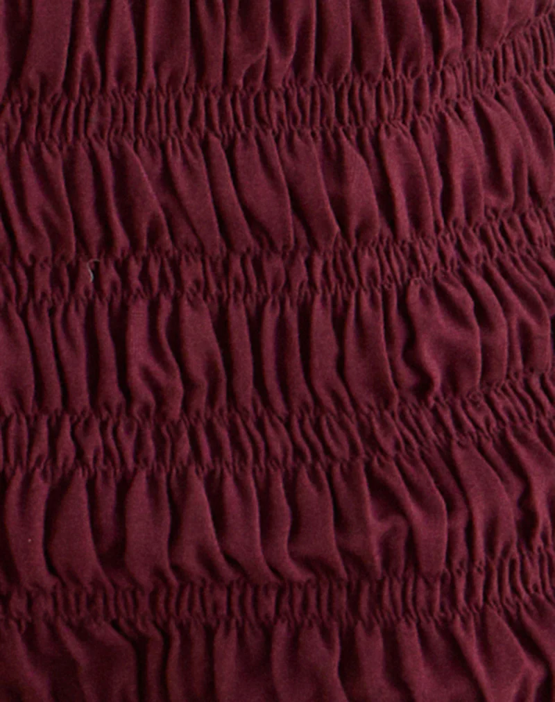 Kubo Ruched Shorts in Maroon - Image 7