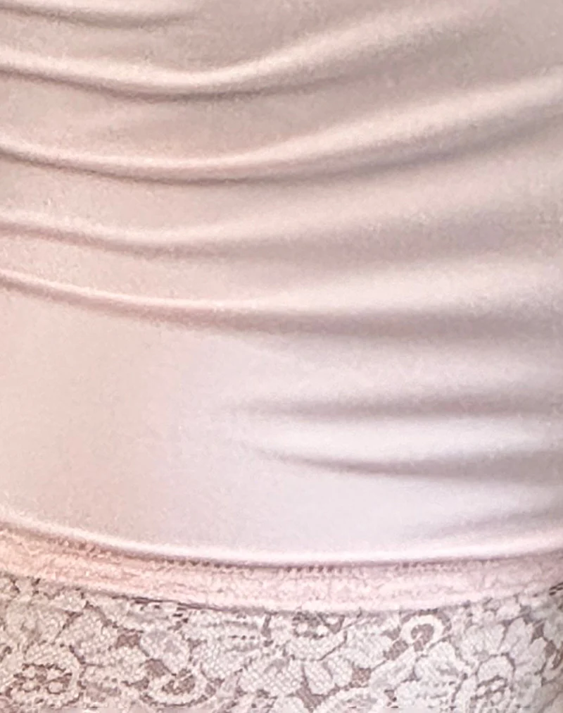 Kuden Lace Hem Micro Shorts in Soft Jersey Pink - Image 6