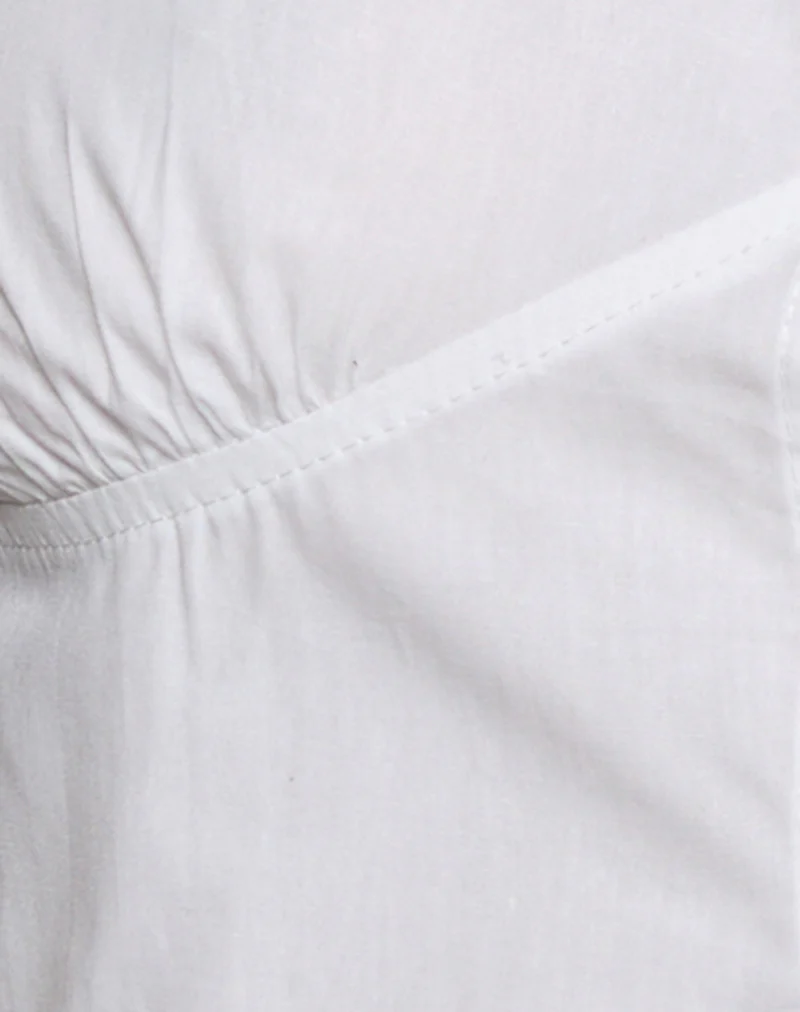 Kugy Tie Front Cami Top in Poplin White - Image 6
