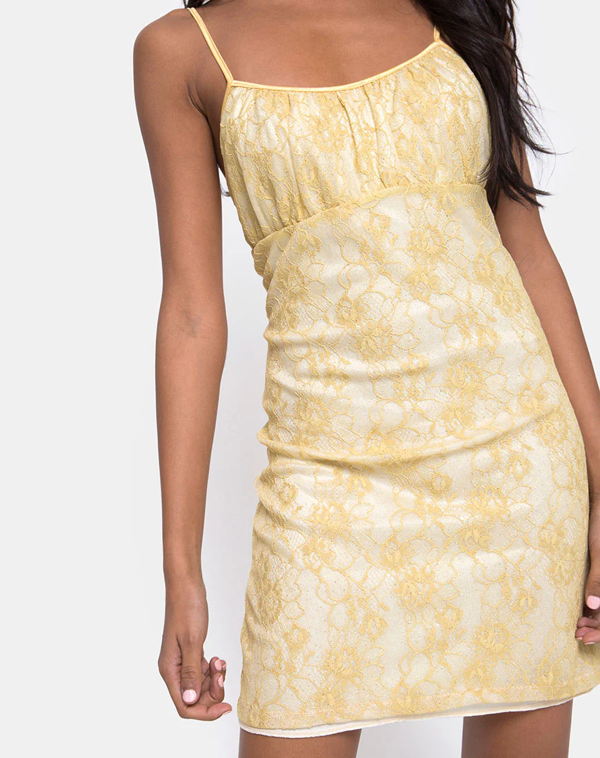 Kula Dress in Pastel Lace Lemon - Image 5