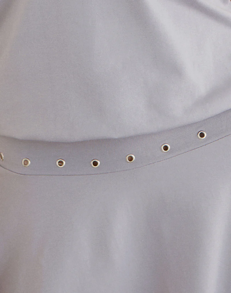 Kureha Mini Dress with Eyelets in Rayon Jersey Lilac Grey - Image 6