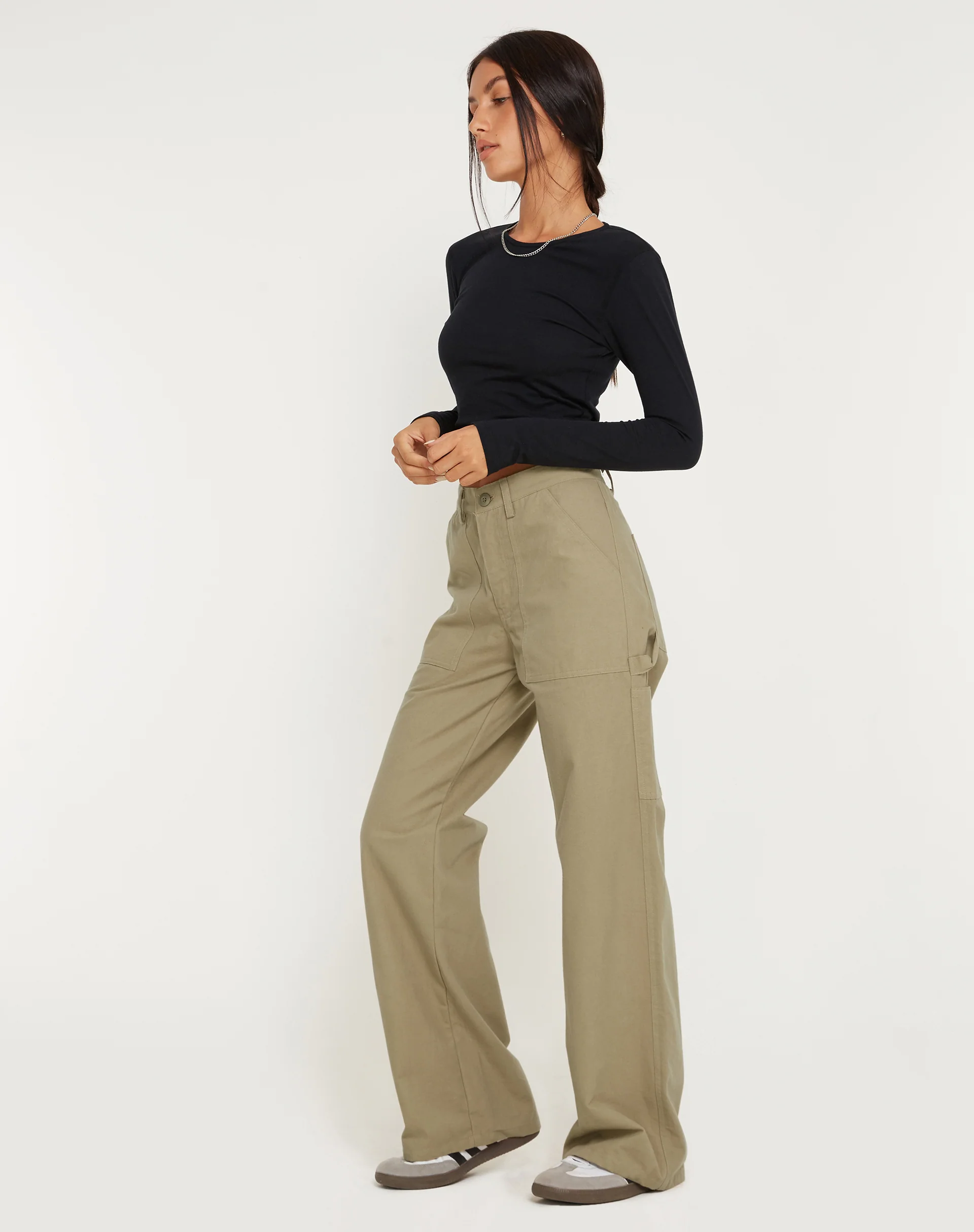 Kusnaedi Wide Leg Trouser in Stone - Image 4