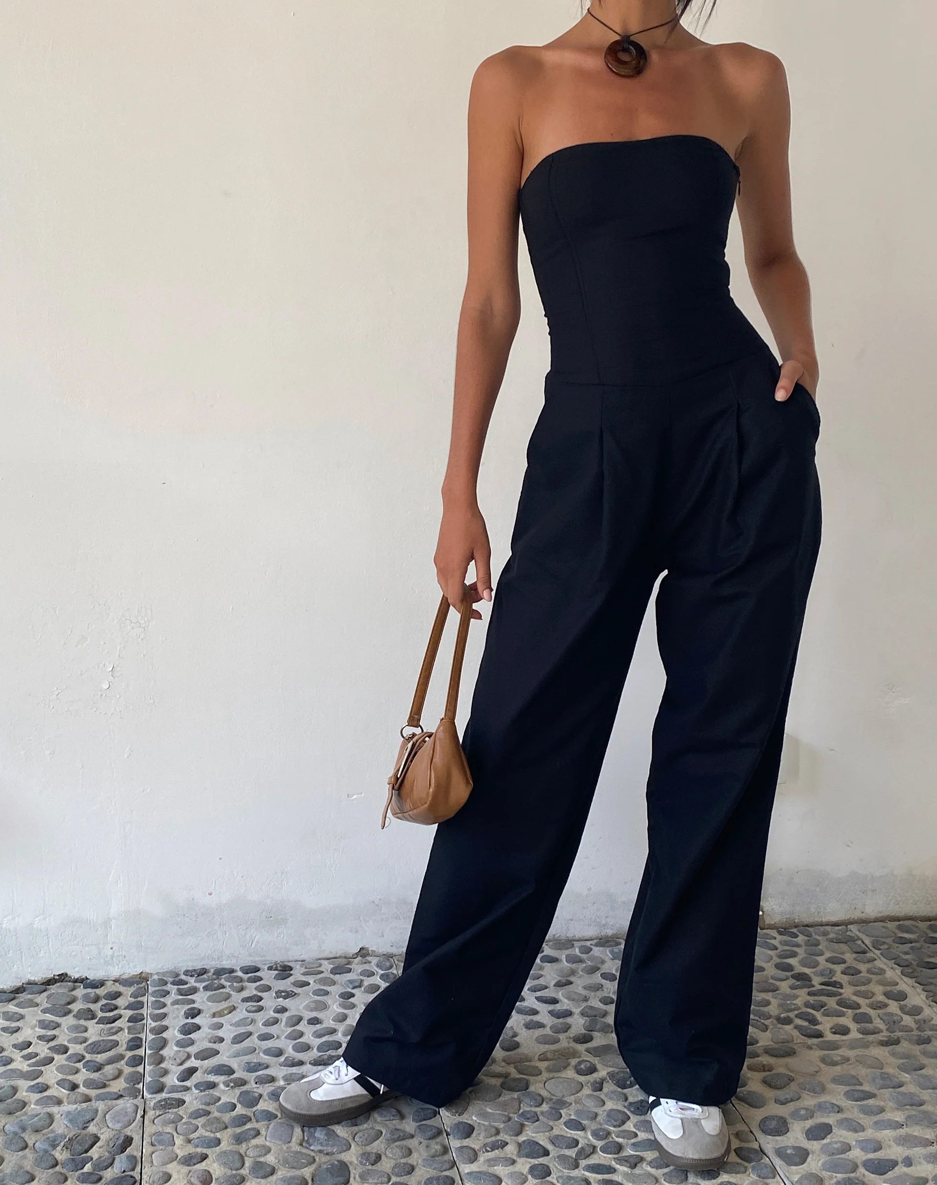 MOTEL X JACQUIE Kyaria Bandeau Jumpsuit in Black - Image 2