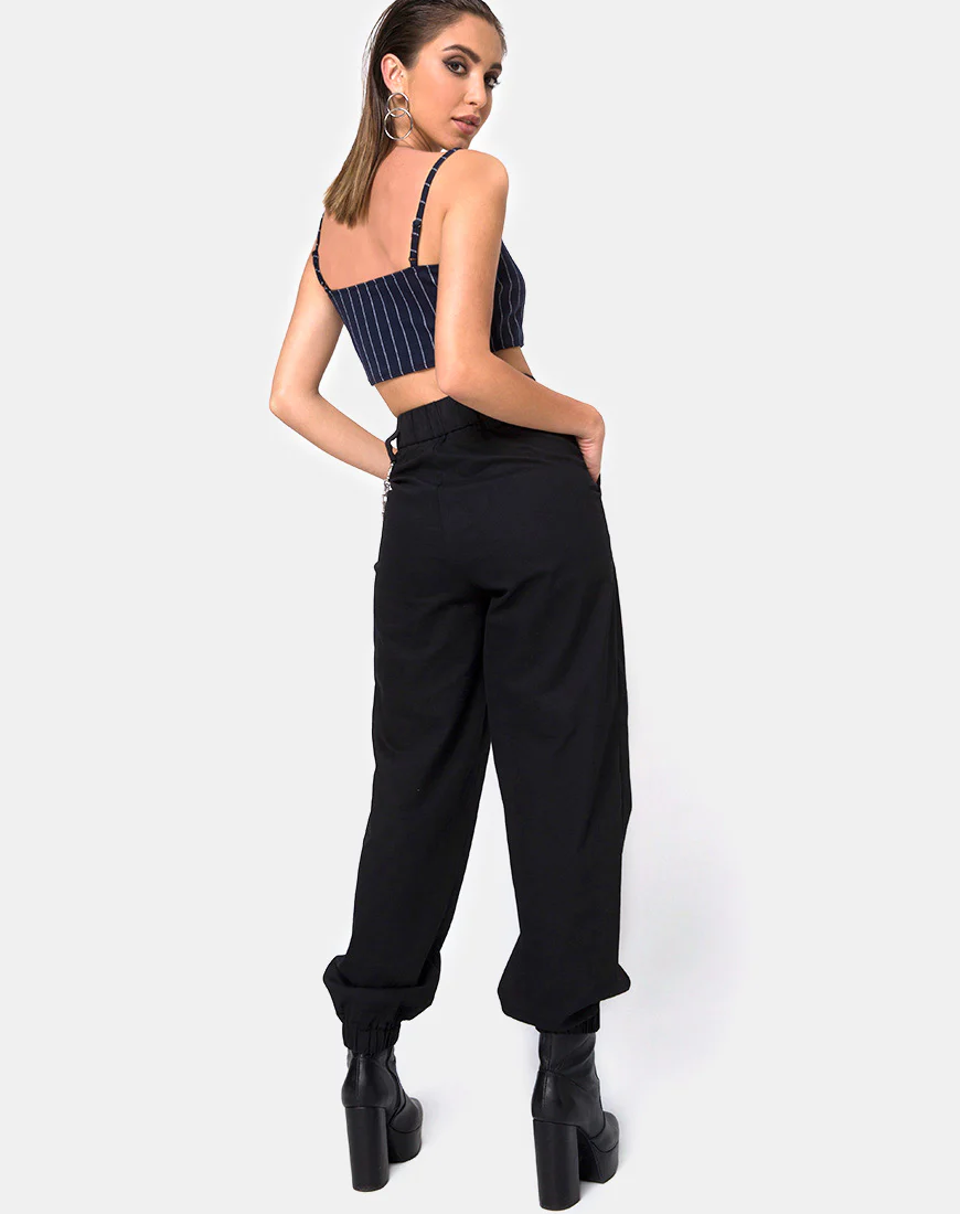 Kyga Crop Top In Navy Pinstripe - Image 5