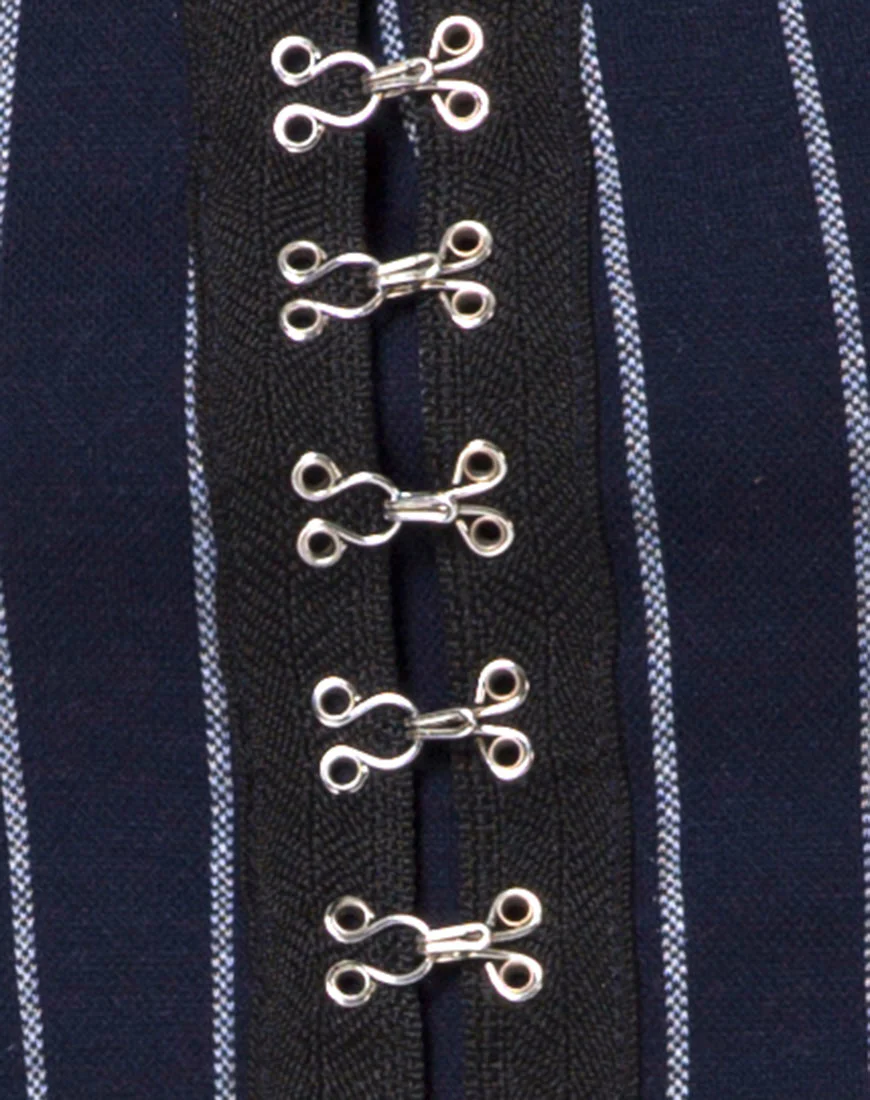 Kyga Crop Top In Navy Pinstripe - Image 6
