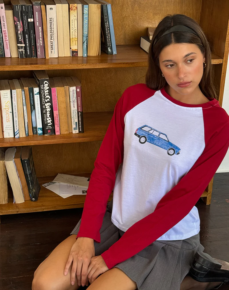 Kyiato Top in Adrenaline Red Car Print - Image 2
