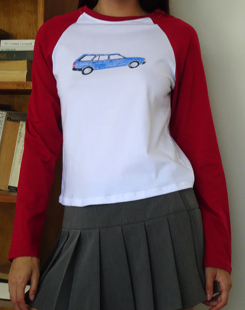 Kyiato Top in Adrenaline Red Car Print - Image 3