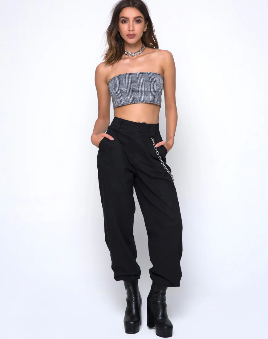 Kylie Crop Top in Charles Check Grey - Image 3
