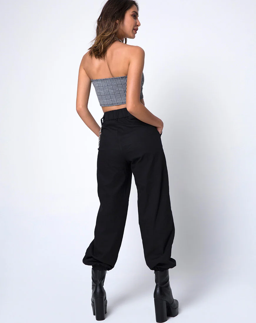 Kylie Crop Top in Charles Check Grey - Image 4