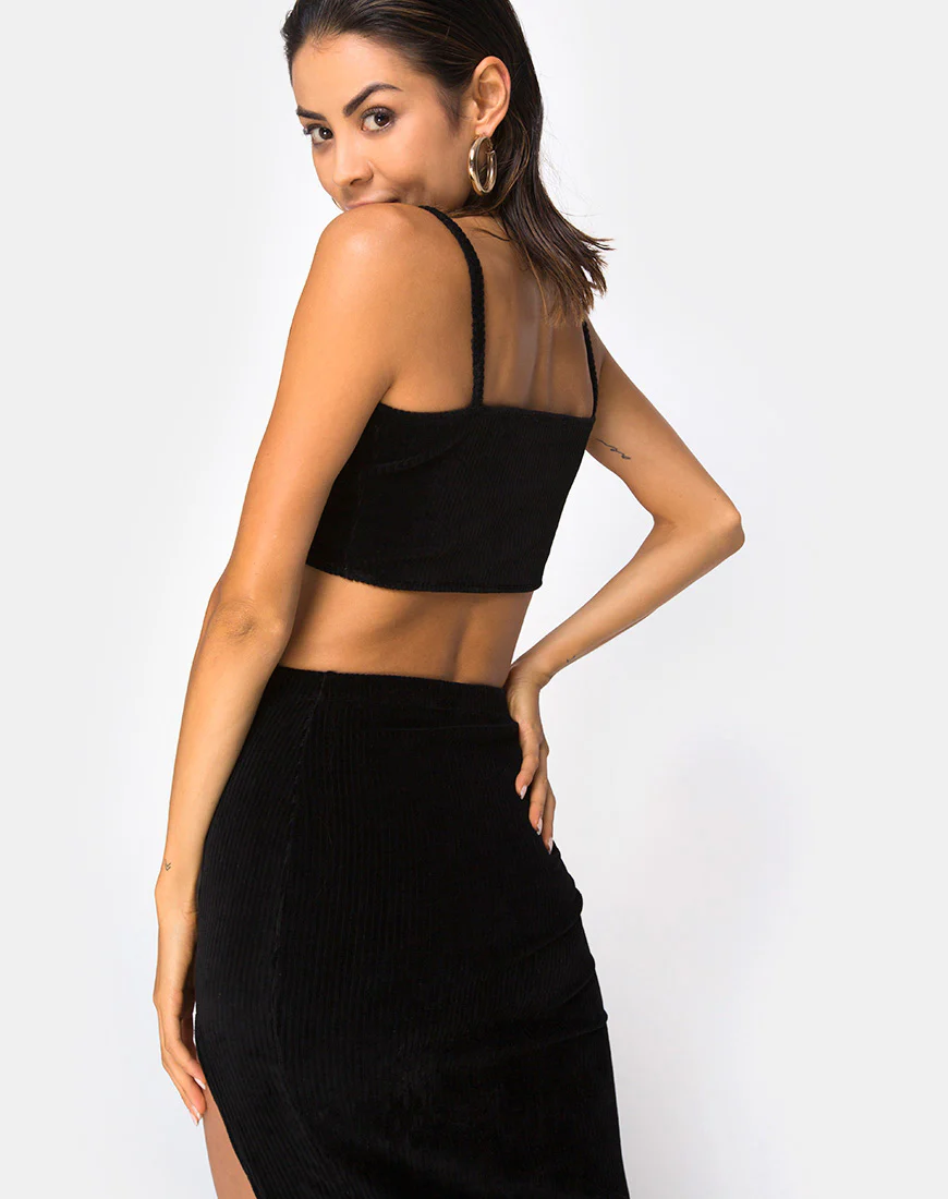 Kylie Top in Velvet Rib Black - Image 2