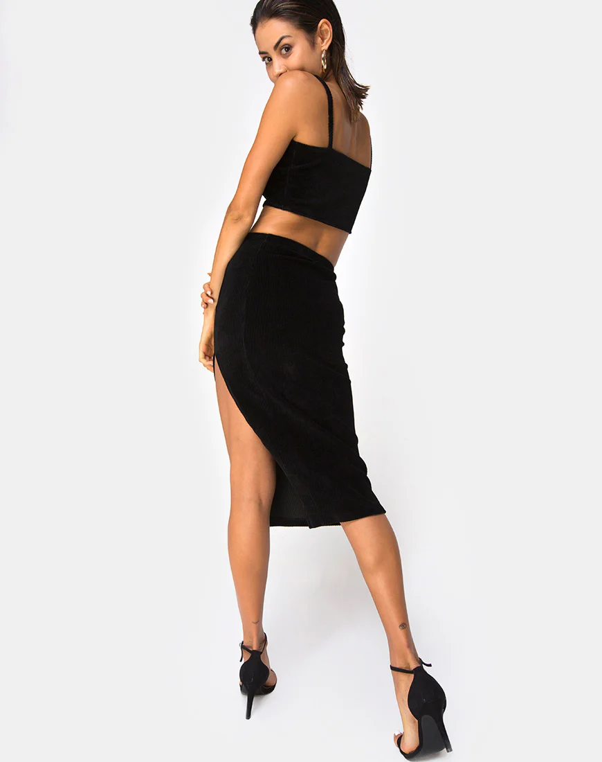 Kylie Top in Velvet Rib Black - Image 4
