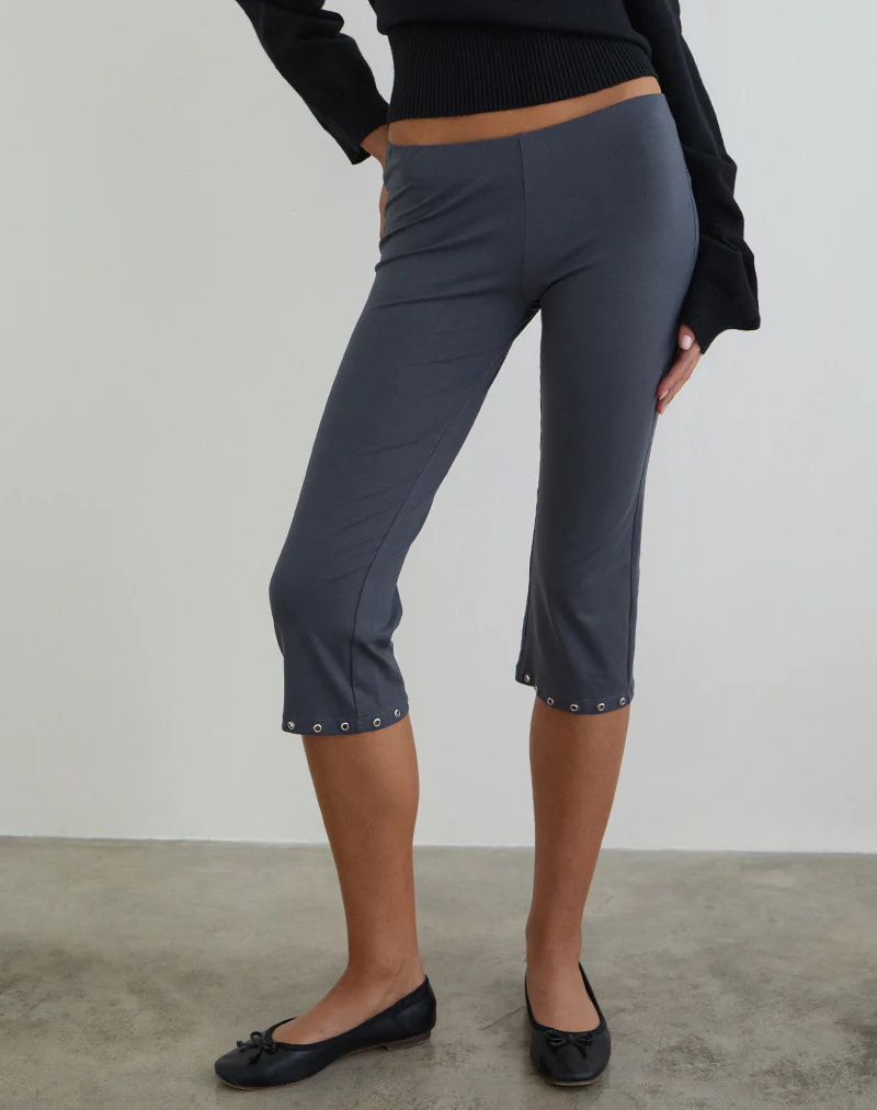 Kyogai Capri Trouser in Jersey Ocean Storm with Eyelets - Image 2