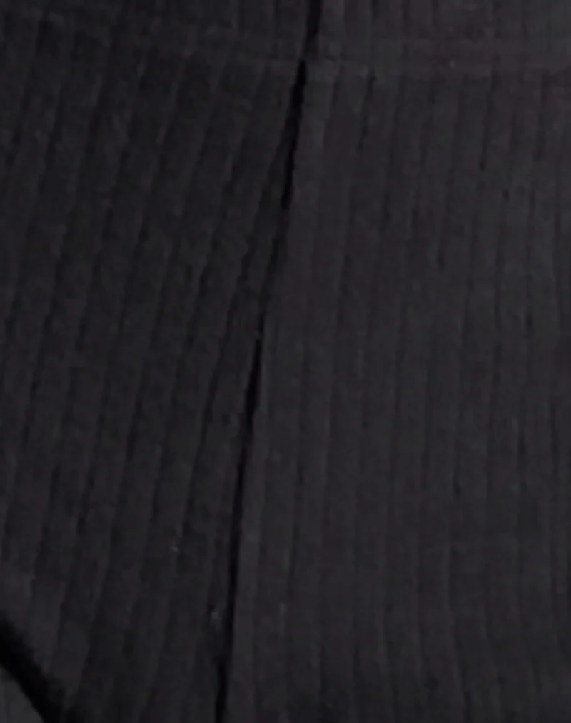 Kyomi Micro Shorts in Ribbed Black - Image 6