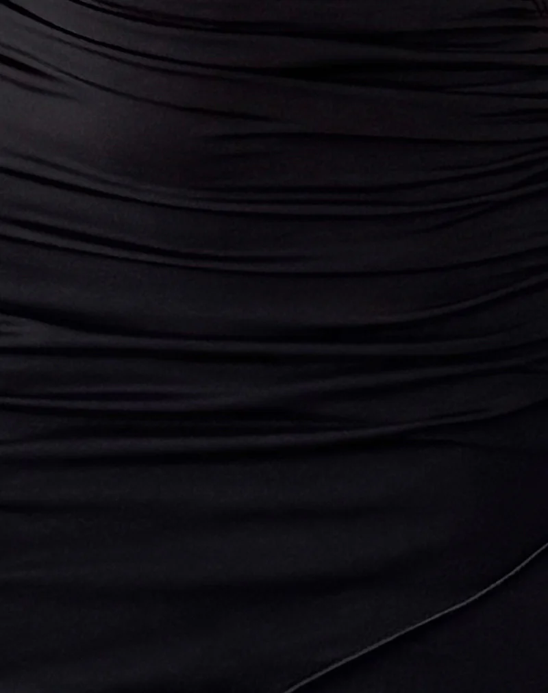 Kyrie Halterneck Wrap Dress in Slinky Black - Image 6