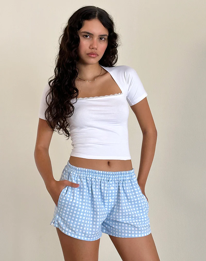 Laboxe Boxer Shorts in Blue Gingham - Image 2