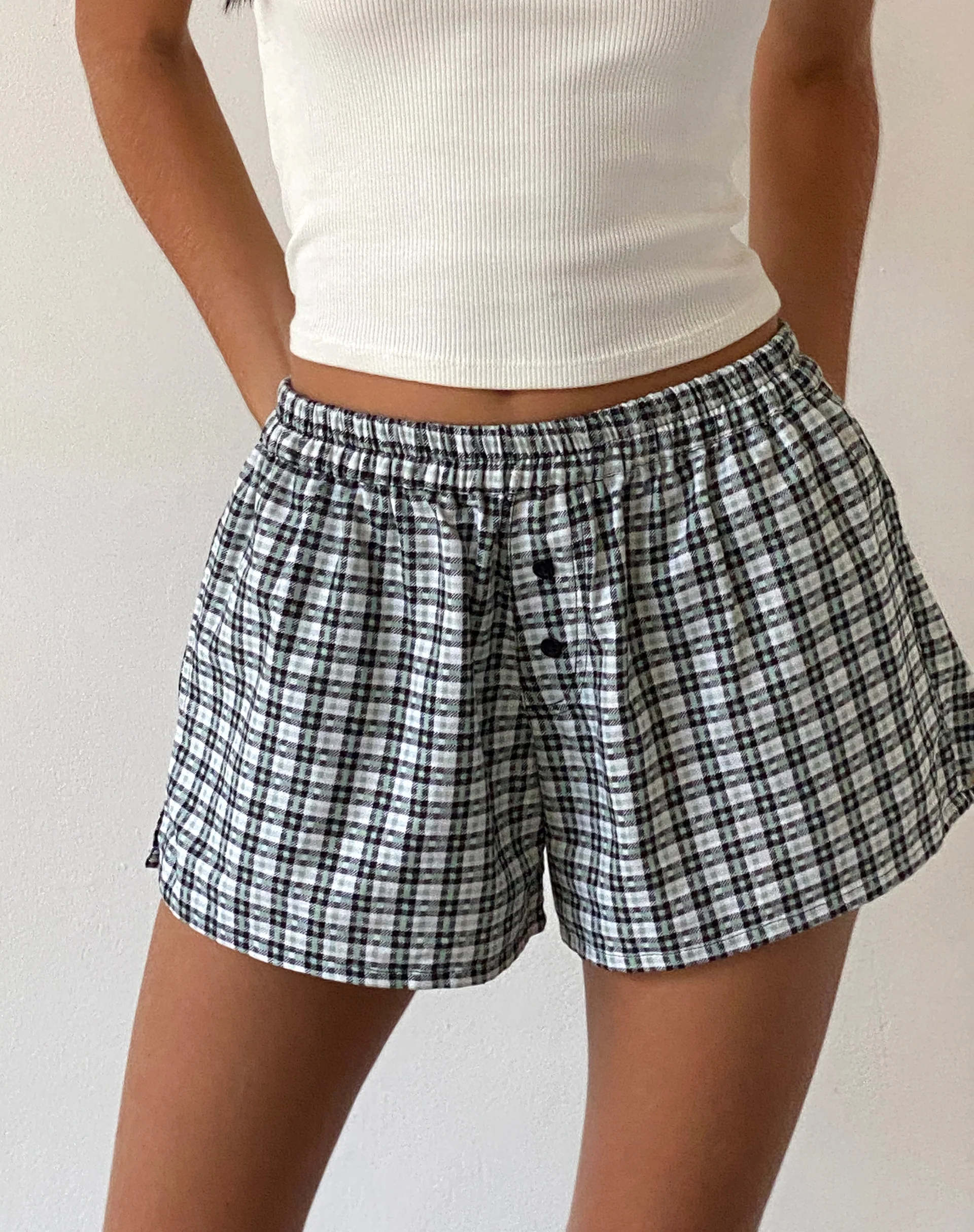Laboxe Brief Shorts in Brandy Check - Image 2