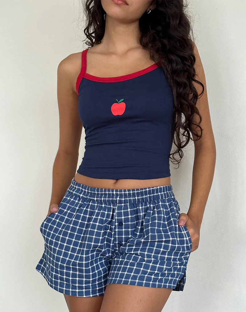 Laboxe Boxer Shorts in Navy Tartan Poplin - Image 3
