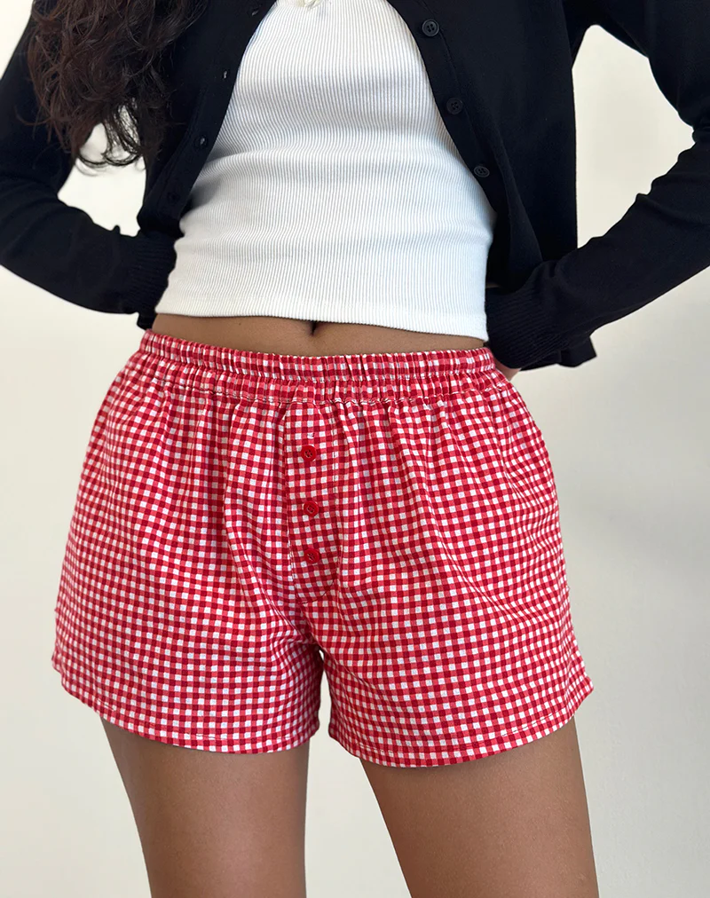 Laboxe Boxer Shorts in Red Gingham - Image 4