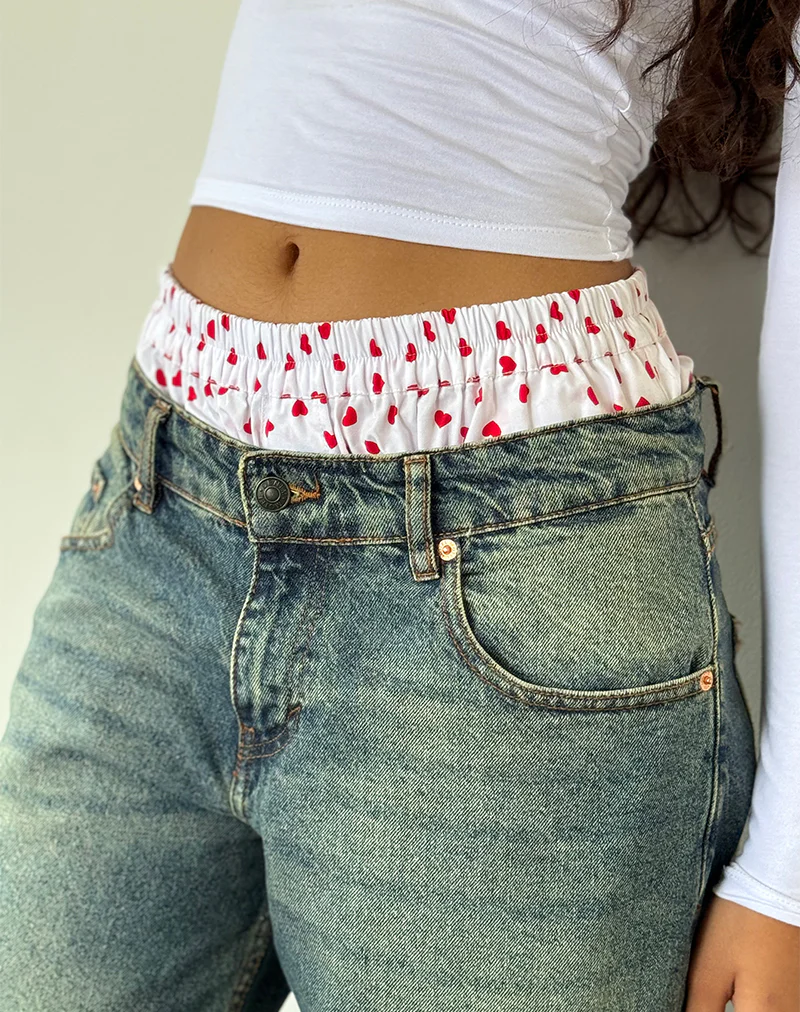 Laboxe Boxer Shorts in White Red Hearts - Image 2