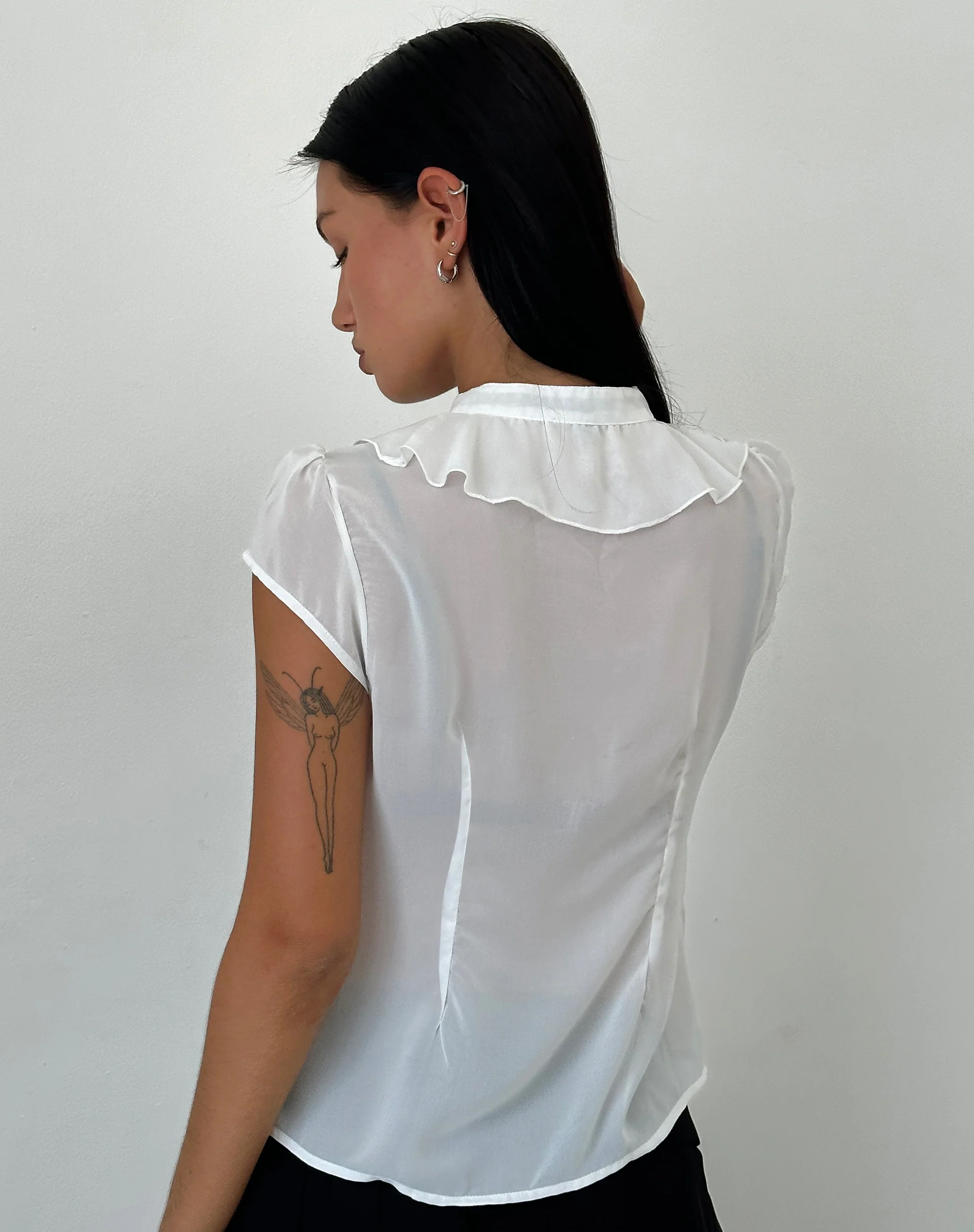 Lada Blouse in White Chiffon - Image 5