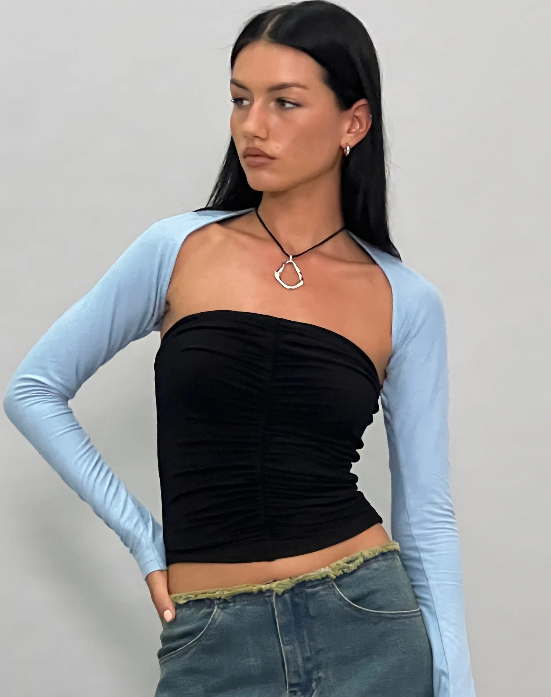 Ladri Shrug Top in Nantucket Blue - Image 2