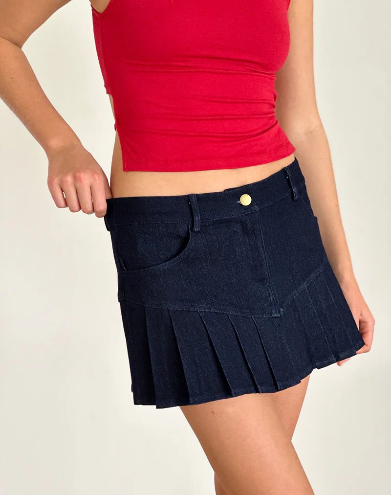 Laduma Mini Skirt Denim in Indigo - Image 3