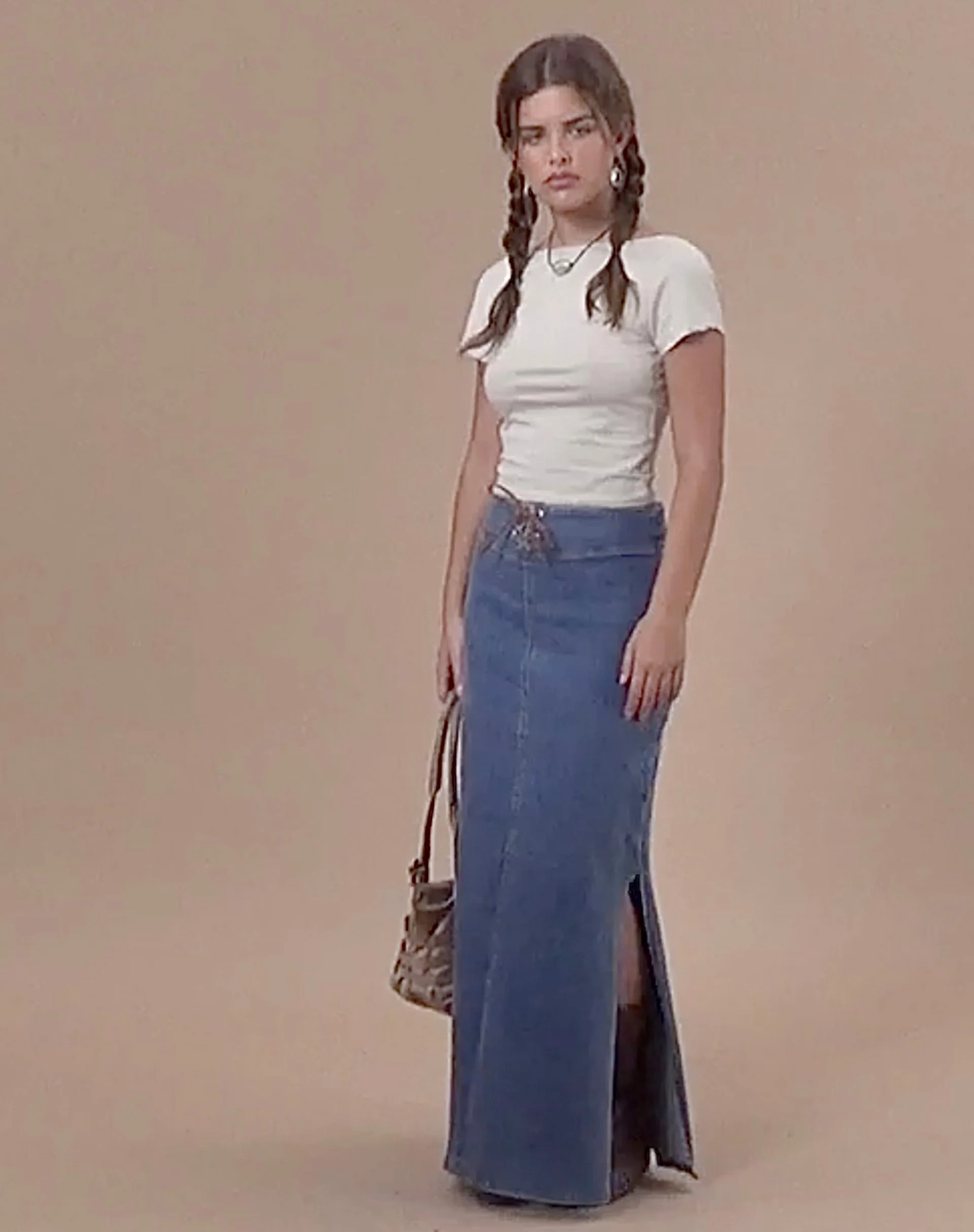 Lafille Denim Maxi Skirt in Blue Wash - Image 4