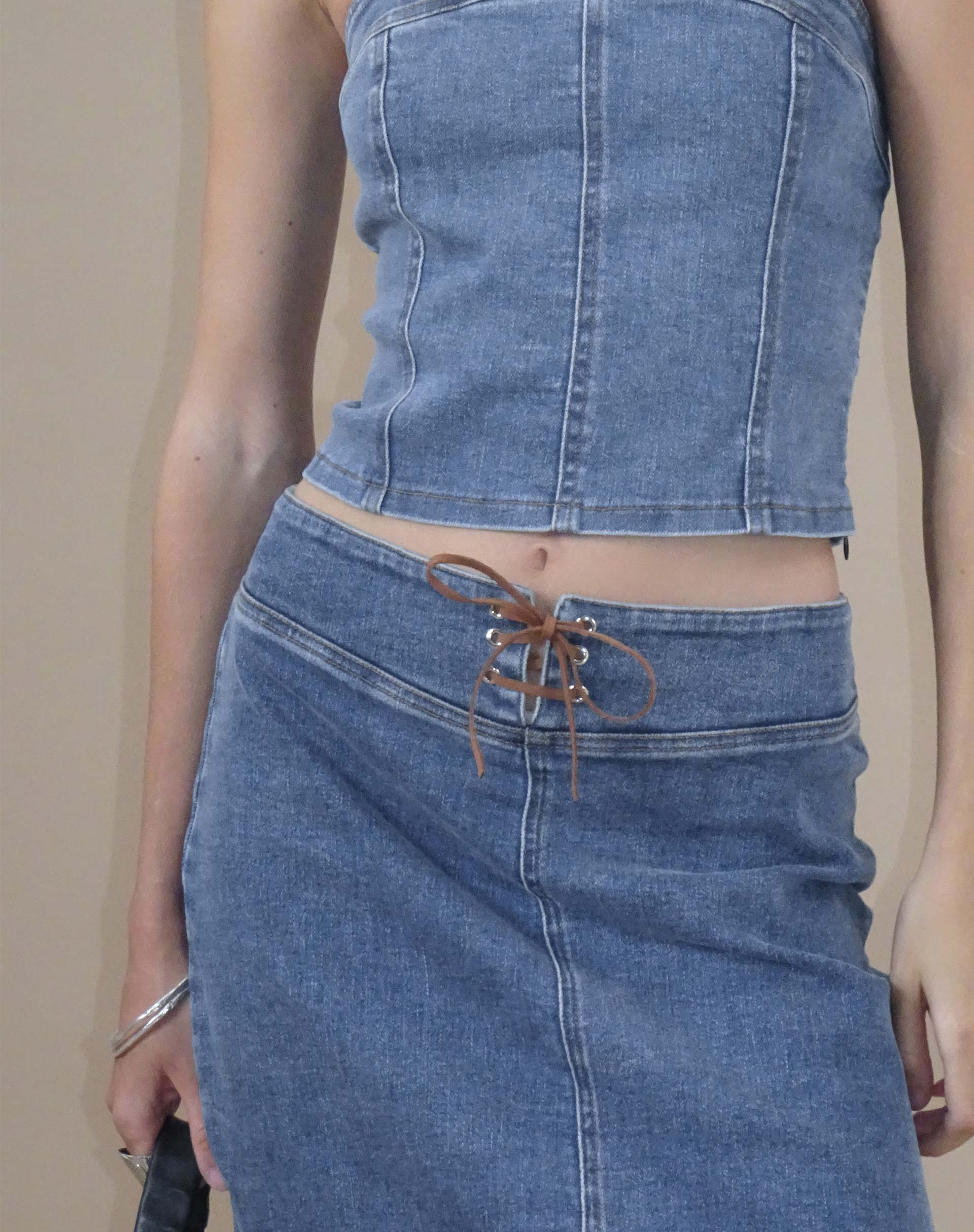 Lafille Denim Maxi Skirt in Blue Wash - Image 5