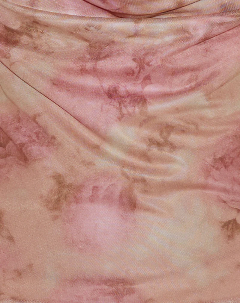 Lahira Cowl Neck Top in Smoky Floral Peach - Image 6