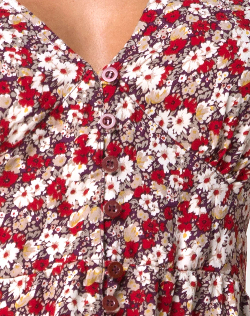 Laily Skater Dress in Floral Charm Red - Image 5