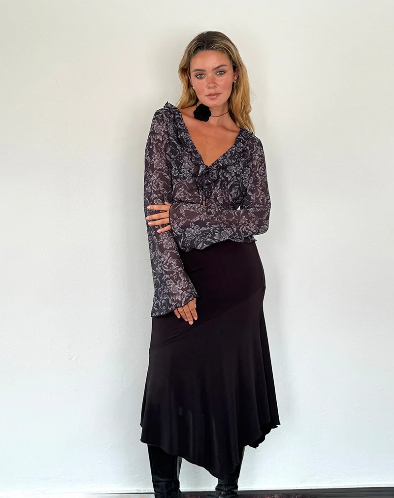 Lakota Cardigan in Black Baroque Print - Image 3