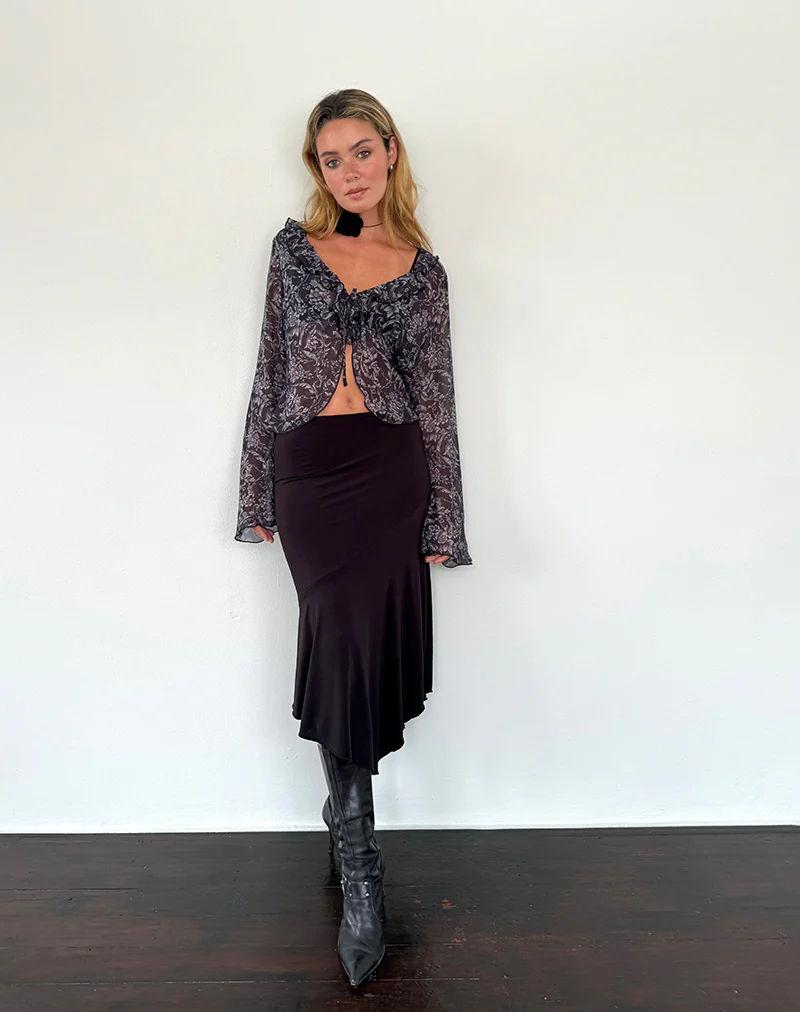 Lakota Cardigan in Black Baroque Print - Image 5