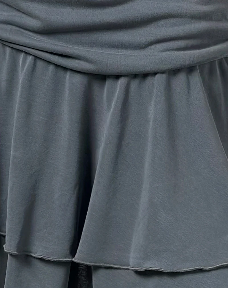 Lalana Boxy Mini Dress in Cupro Grey - Image 6