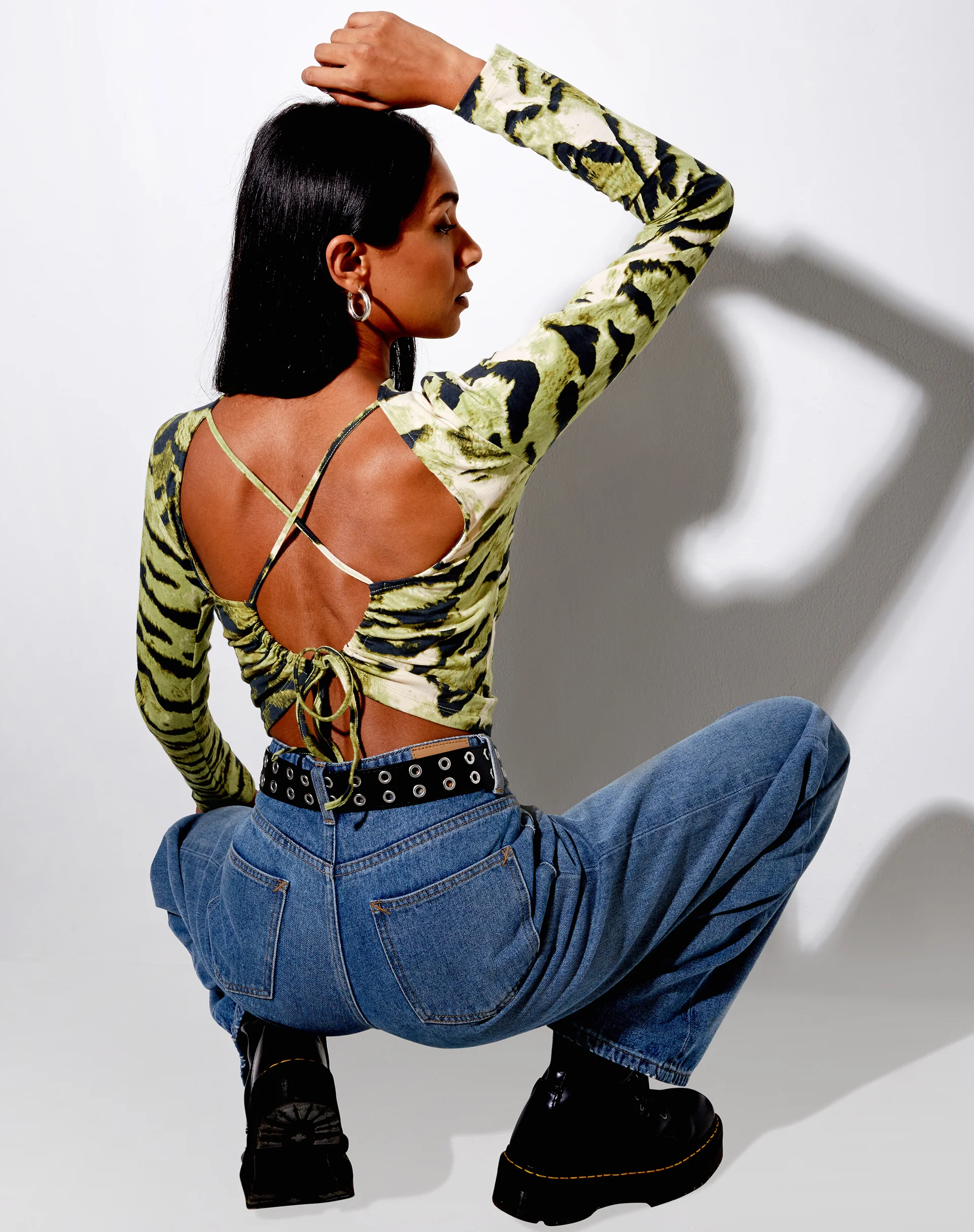 Lali Crop Top in Tiger Full Khaki - Image 2