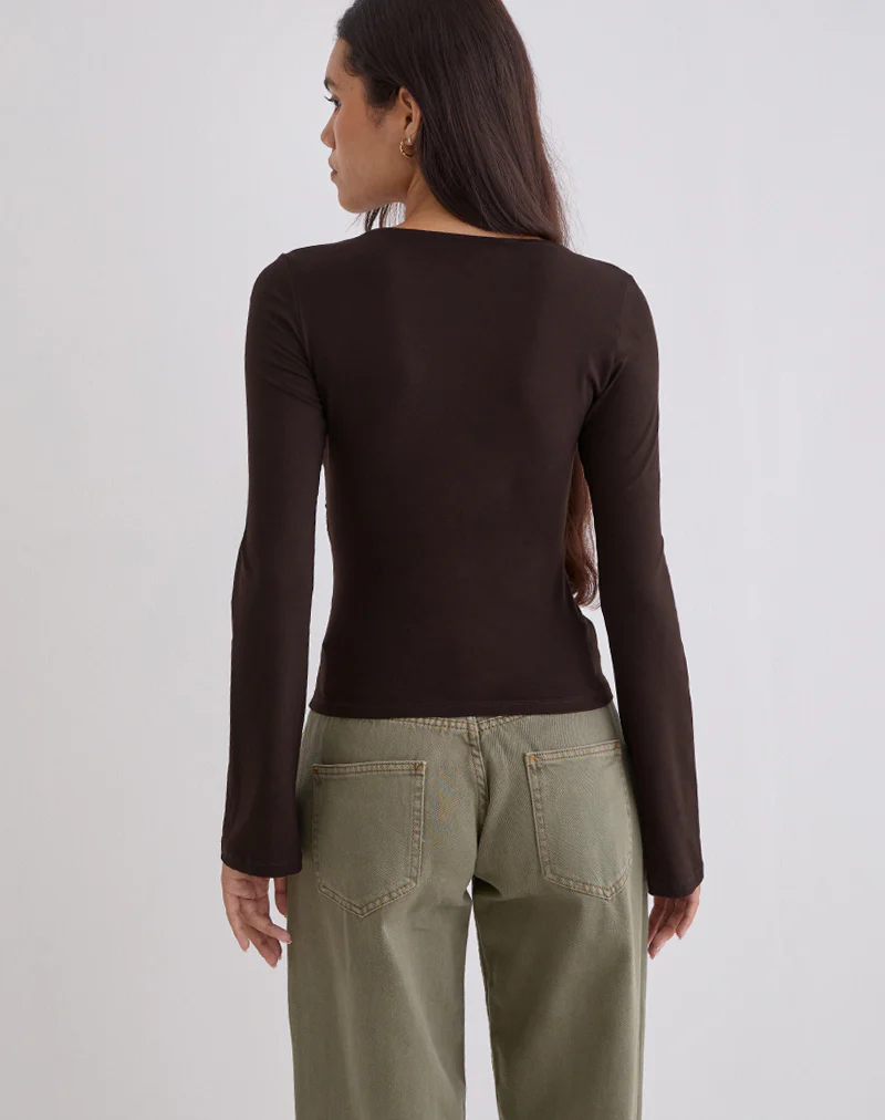 Lamae Wrap Top in Bitter Chocolate - Image 5