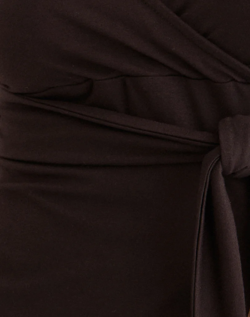 Lamae Wrap Top in Bitter Chocolate - Image 6