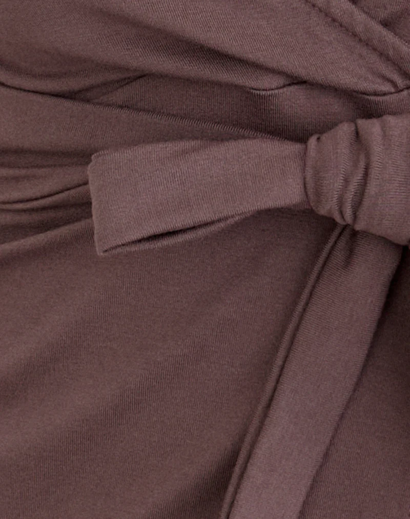 Lamae Wrap Top in Deep Taupe - Image 6