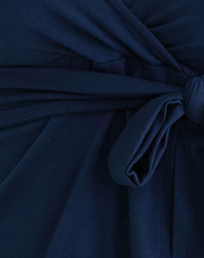 Lamae Wrap Top in Navy - Image 5