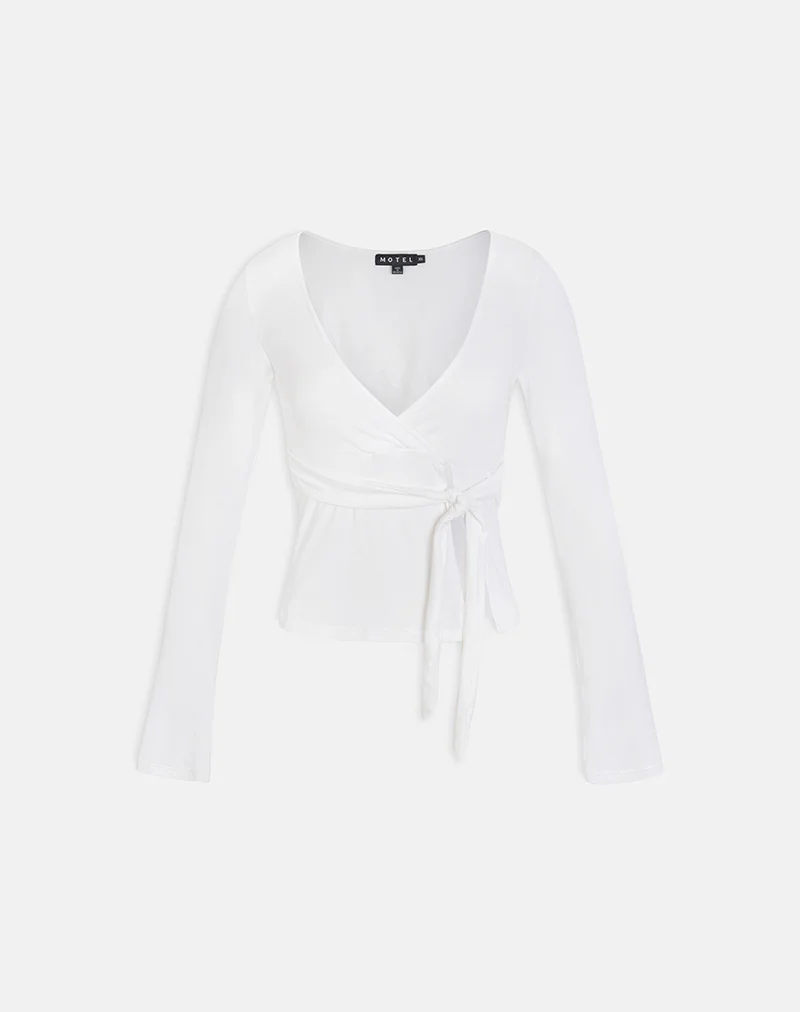 Lamae Wrap Top in Off White - Image 4