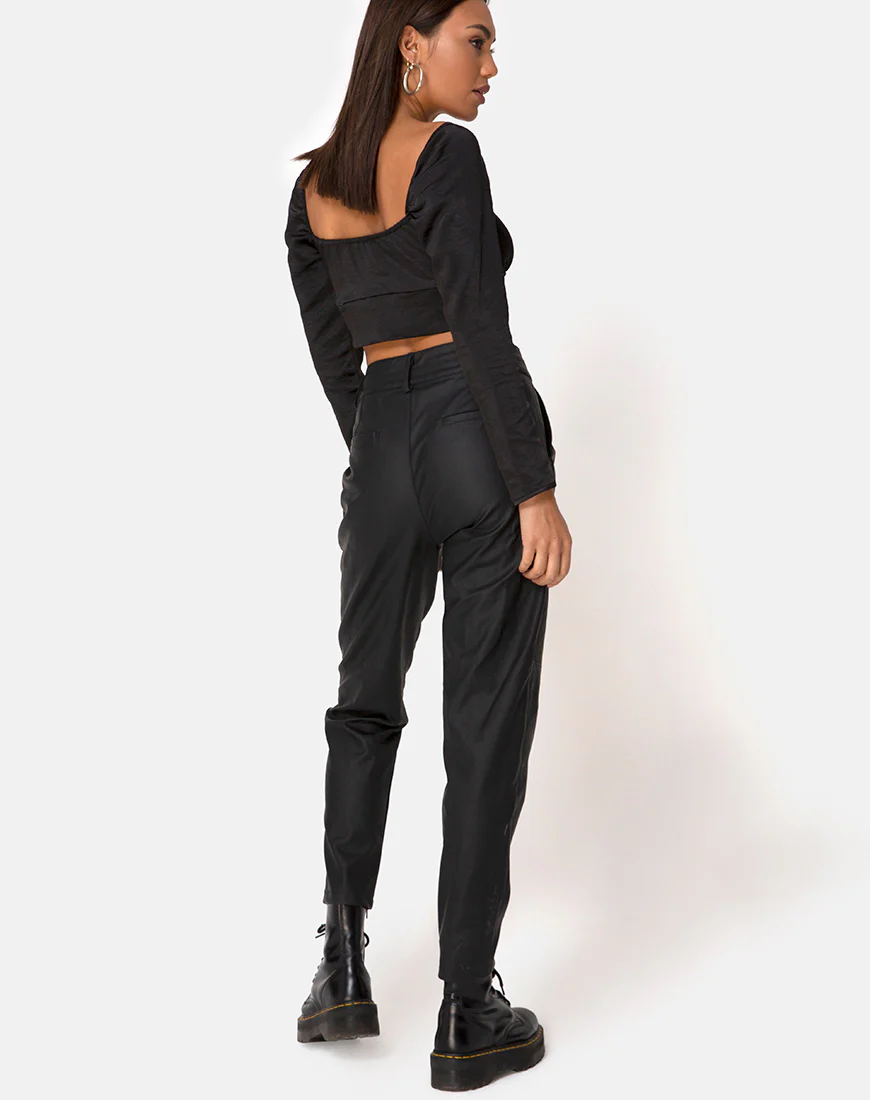 Laman Crop Top in Satin Black - Image 4