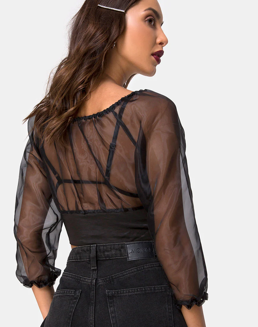 Lancelle Top in Satin Black - Image 2
