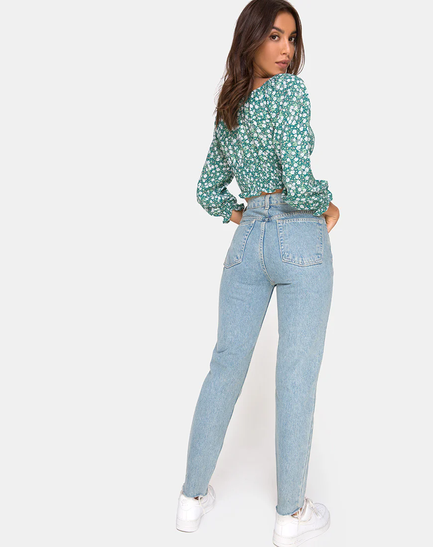Lancer Crop Top in Floral Field Green - Image 4