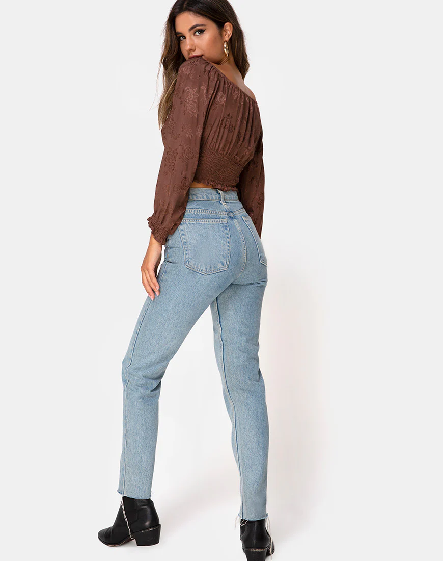 Lancer Crop Top in Satin Rose Chocolate - Image 4