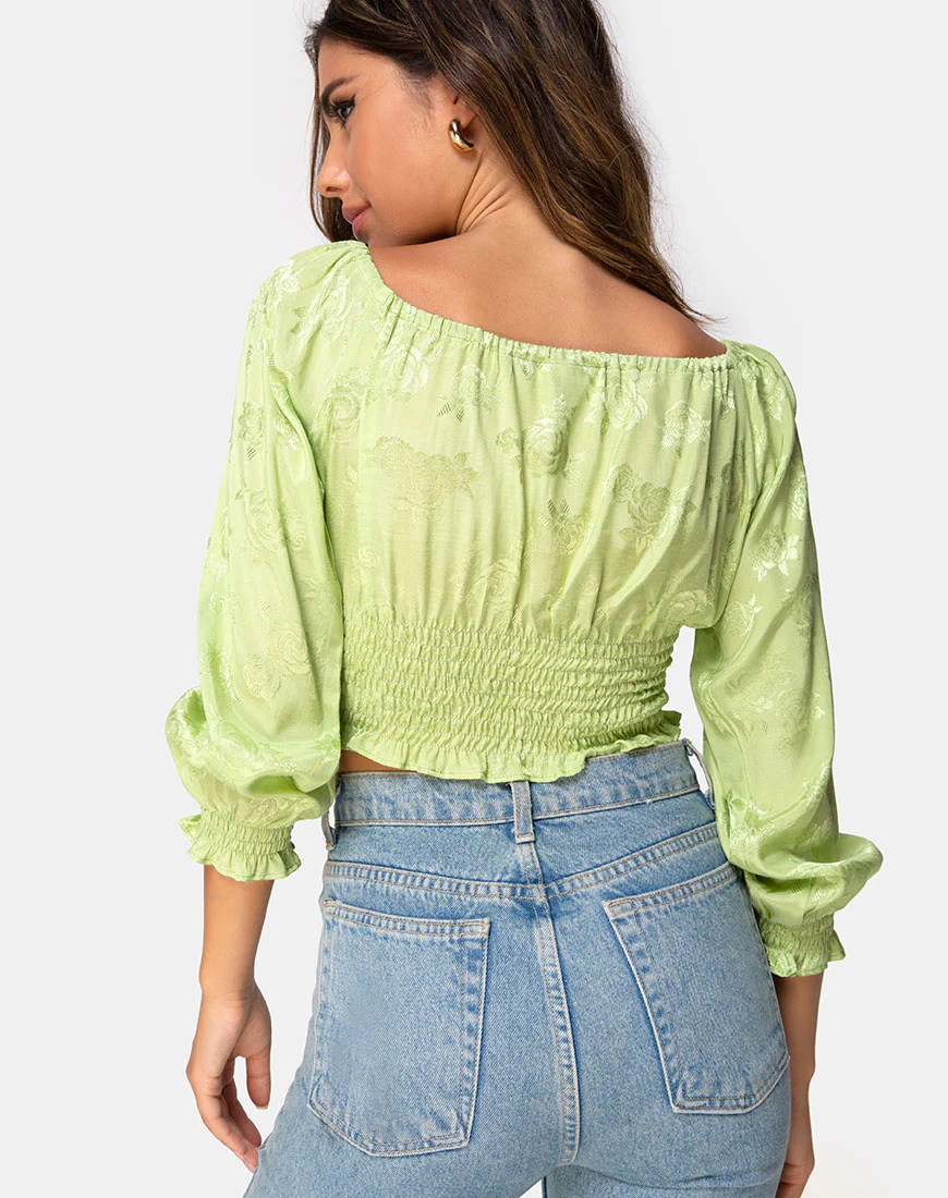 Lancer Crop Top in Satin Rose Lime - Image 2