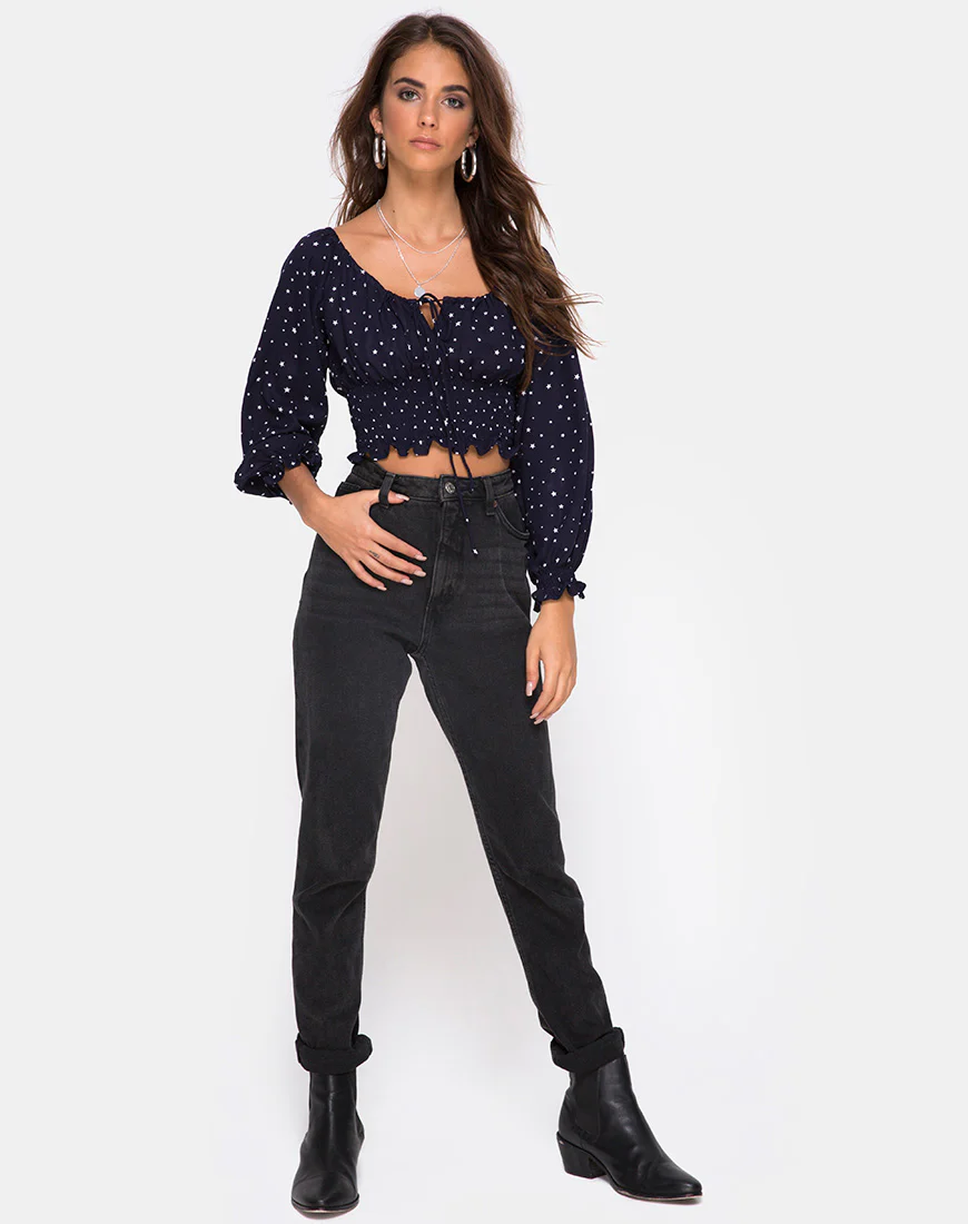 Lancer Crop Top in Stars Struck Navy - Image 3