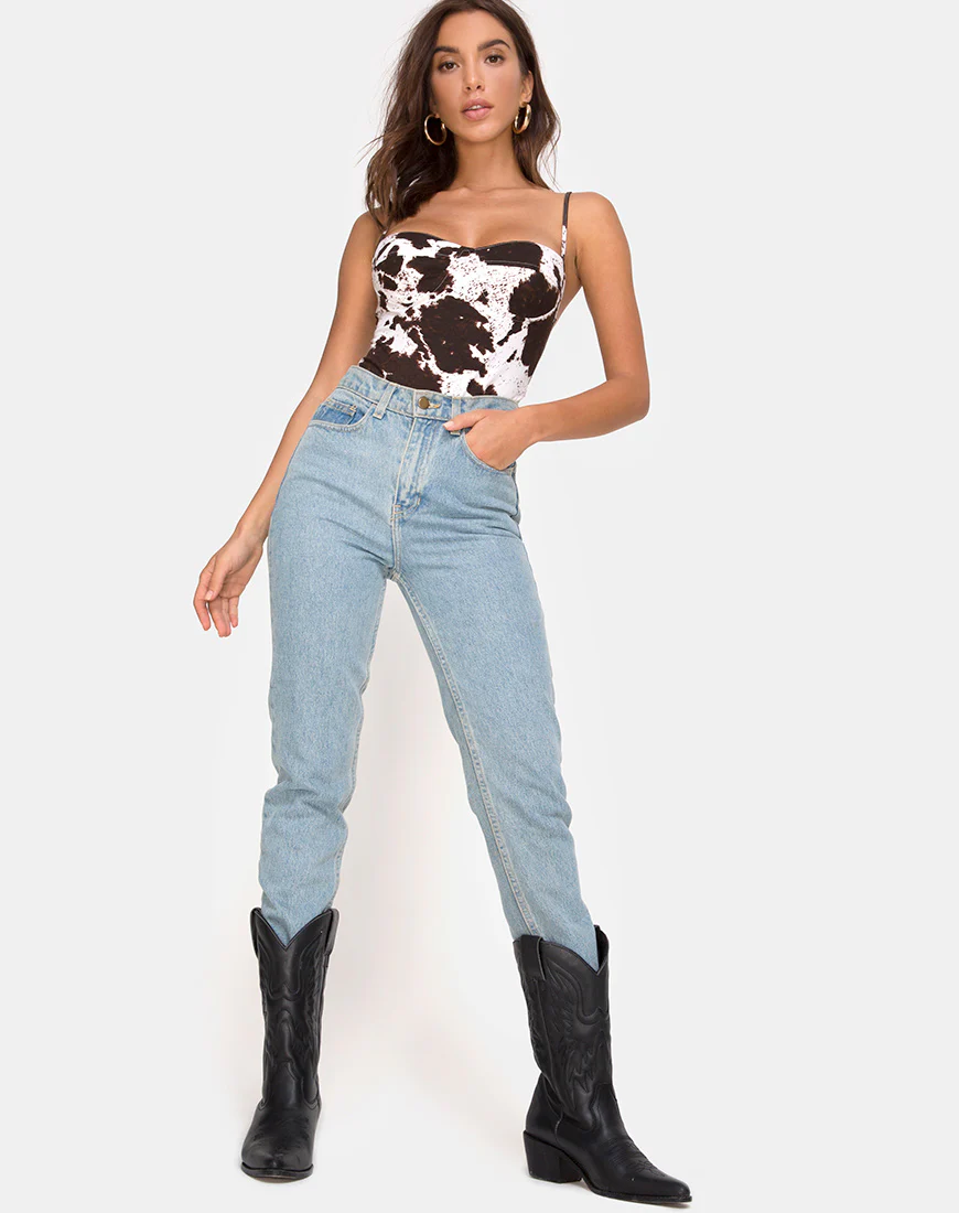 Lanti Bodice in Cow Hide Brown and White - Image 6