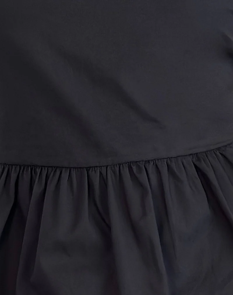 Lanzo Tie Back Top in Poplin Black - Image 6
