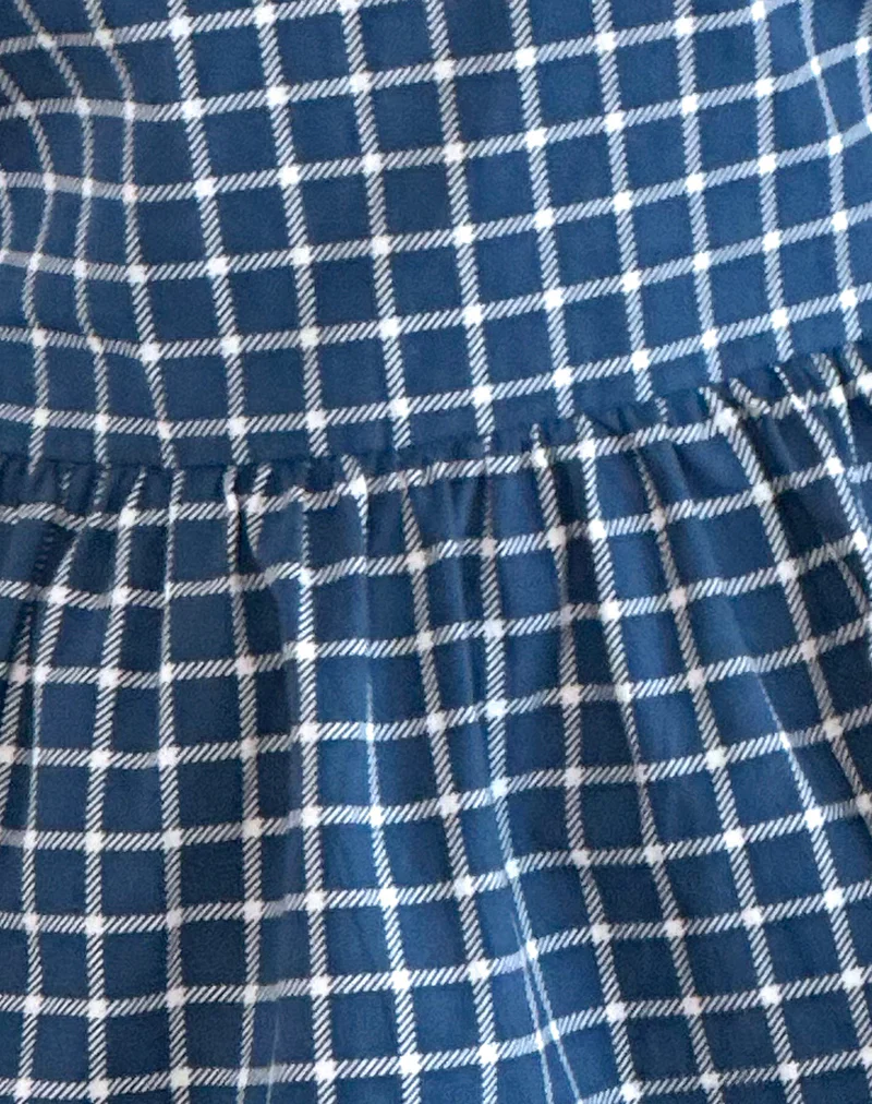 Lanzo Tie Back Top in Poplin Navy Tartan - Image 6