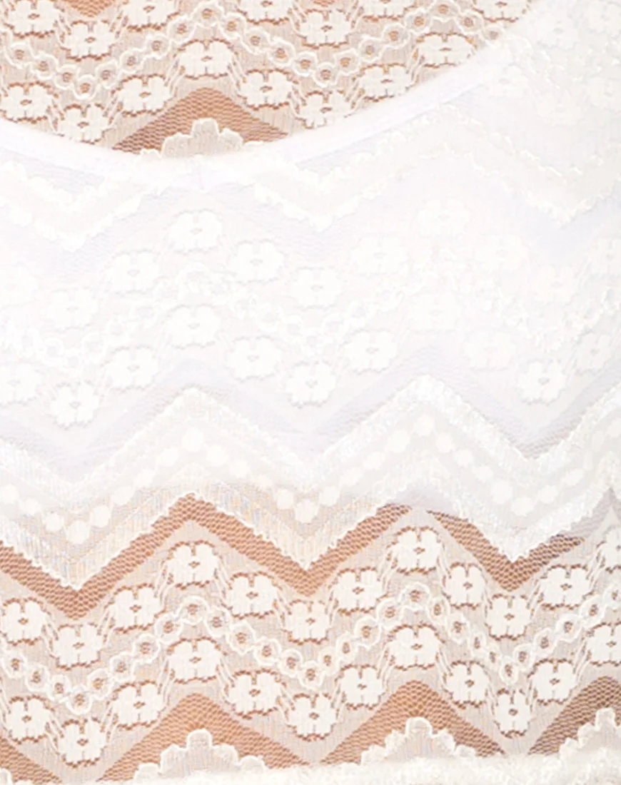 Lara Crop Top in Chevron Lace Ivory - Image 5