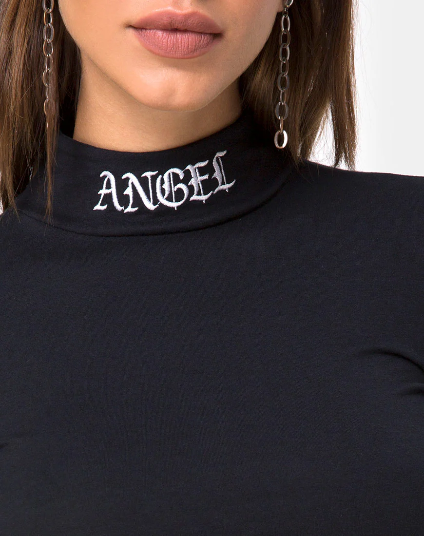 Lara Crop in Black with Angel Embro - Image 8